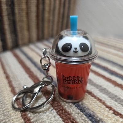 Schlüsselanhänger Bubble Panda flüssigkeitsgefüllt in orange/rot, Keychain