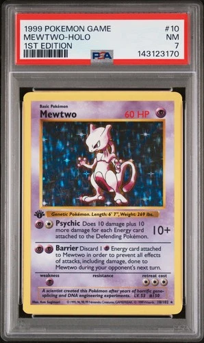 1999 POKEMON BASE SET 1ST EDITION #10 MEWTWO-HOLO PSA 7
