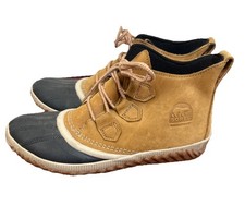 Sorel Out N About Elk Brown Leather WP Ankle Rain Boots Womens Size 9.5 EUR 40.5