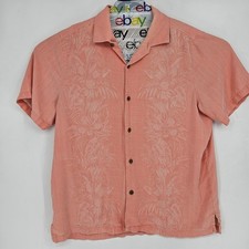 Tommy Bahama Shirt Mens XL Silk Floral Hawaiian Button Up Pink Jacquard