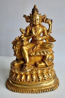VERY RARE OLD CHINESE GILT BRONZE TEMPLE GOD / BUDDHA STATUE MARK ON BASE