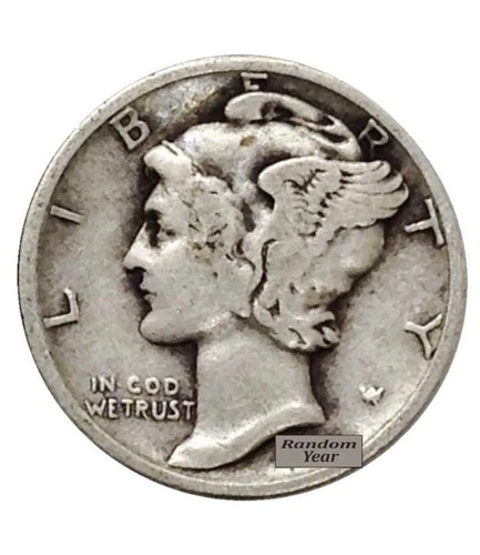 5 Random Date Mercury Dimes Constitutional Junk 90% Silver Coin Estate Bullion
