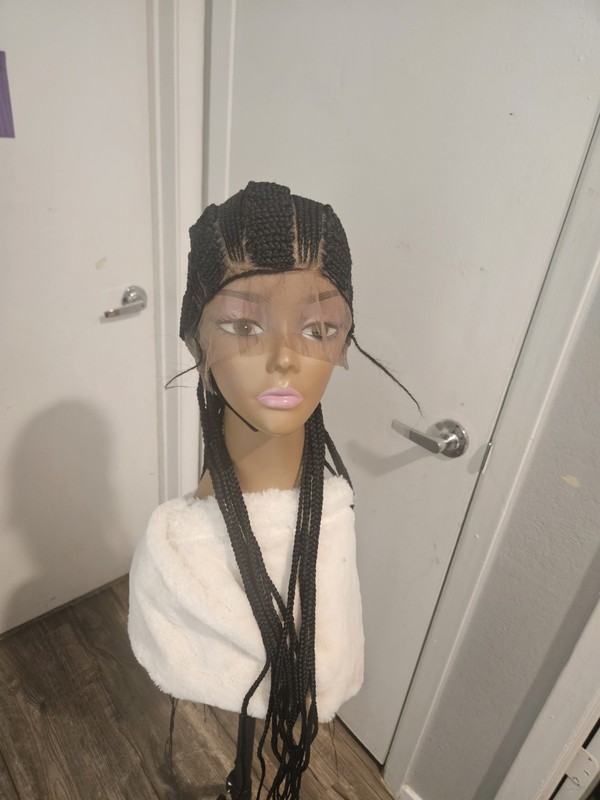 Glueless Zigzag Black Braided Wig Full Lace