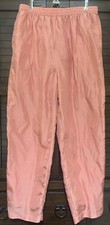 Vintage EVR Wind Pants Womens XL Peach/Coral 100 Silk Retro 90s Y2K Streetwear