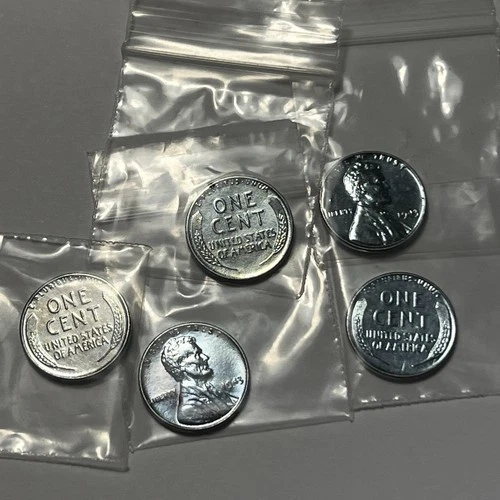 1943 STEEL LINCOLN CENT 5-COIN SET AU Bright 5 Penny Lot