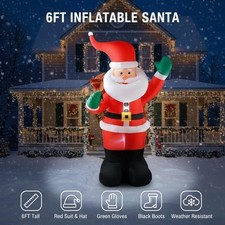 6FT Santa Claus Inflatable with Gifts - LED Holiday Yard Decoration