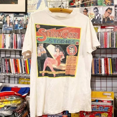 90's Stray Cat Rockabilly Band Short Sleeve Black Cotton T-shirt Unisex S-5XL