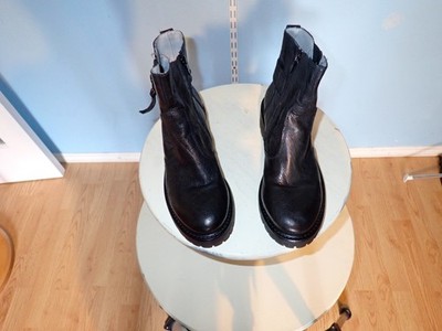 NERO GIARDINI Woman Black Leather Chukka Boots Zip Rugged Soles EU 39