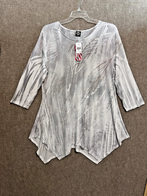 NWT Cal Style Women's El Ice 3/4 Sleeve Dazzled Tunic Sz 2X Stretchy