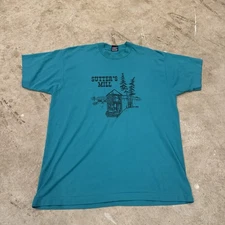 Vintage Sutters Mill Shirt California Gold Discovery White Teal Blue Tee XL 90s