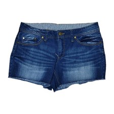 Women's Dark Wash Distressed Cut-off Denim Shorts Size 10