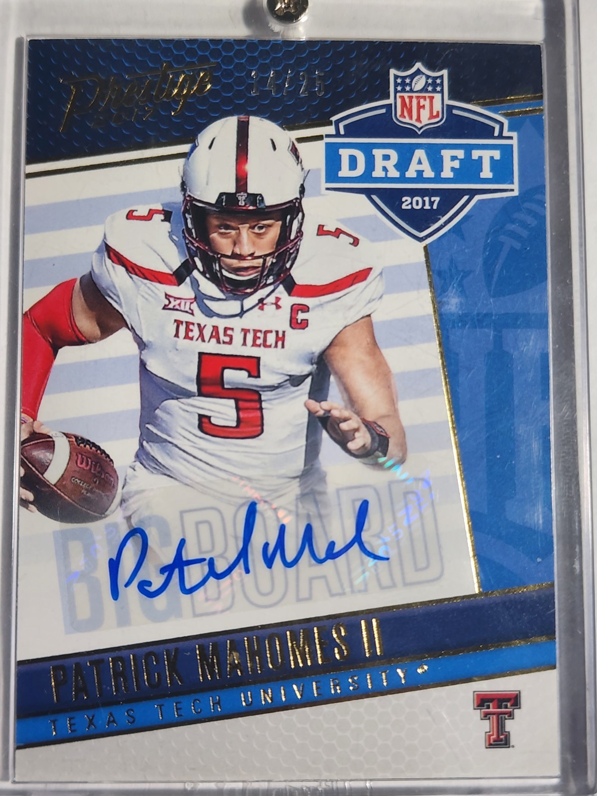 Panini 2017 Prestige Patrick Mahomes II Big Board Auto #1 Texas Tech 14/25