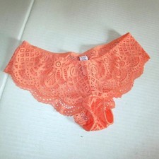 Victoria Secret Dream Angels Crochet Lace Cheeky Panty XS S L Coral Orange Rare
