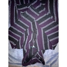 Purple Black Striped Baja Hoodie Mexican Jerga Pullover XXL Boho Surf