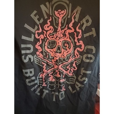 Men's Sullen Art Collective ''Built to Last'' Skull Flame Small A125 T-shirt Nice