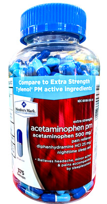 Member's Mark Extra Strength Acetaminophen PM Gelcaps 375 Count EXP: 12/2026