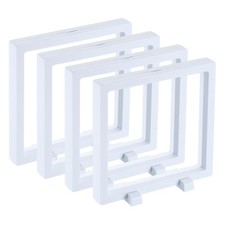 4 Pcs 3D Floating Display Case, 6.3 x 6.3 x 0.8 Inch White