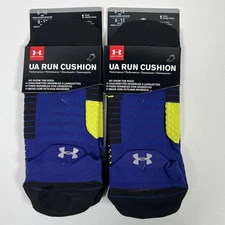 Under Armour UA Run Cushion No Show Tab Socks (2 Pair) Men’s 8-12 NEW Blue Neon