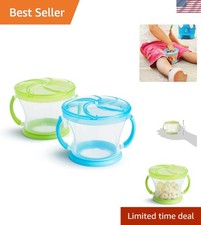 Durable Snack Cups for Kids - 2 Pack, Blue Green - Ideal for Home or On-the-Go