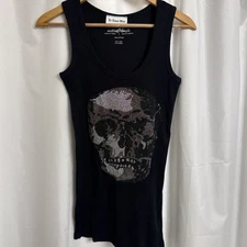 LE LOTUS BLEU Black Skull Tank Top Women’s Size L - EUC