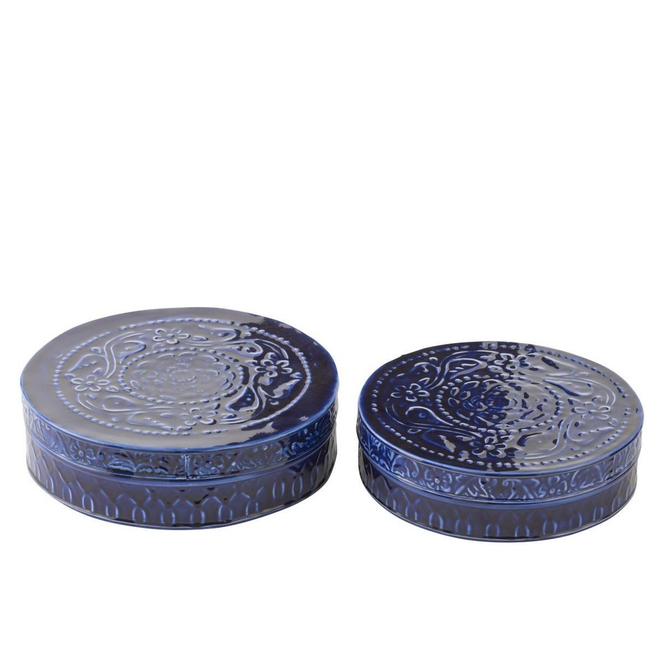 Lot de 2 Boîtes en Métal "Nag" 24cm Bleu