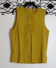 Max Studio Knit Top Size XL Mustard Sleeveless Round Neck