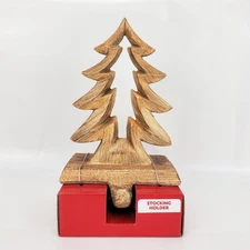 Wood Christmas Tree Stocking Holder Holiday Hanger Wood - At Home
