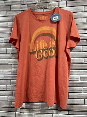 Life Is Good womens XL  Tee Shirt Orange Cotton short sleeve stretch comfort NWT