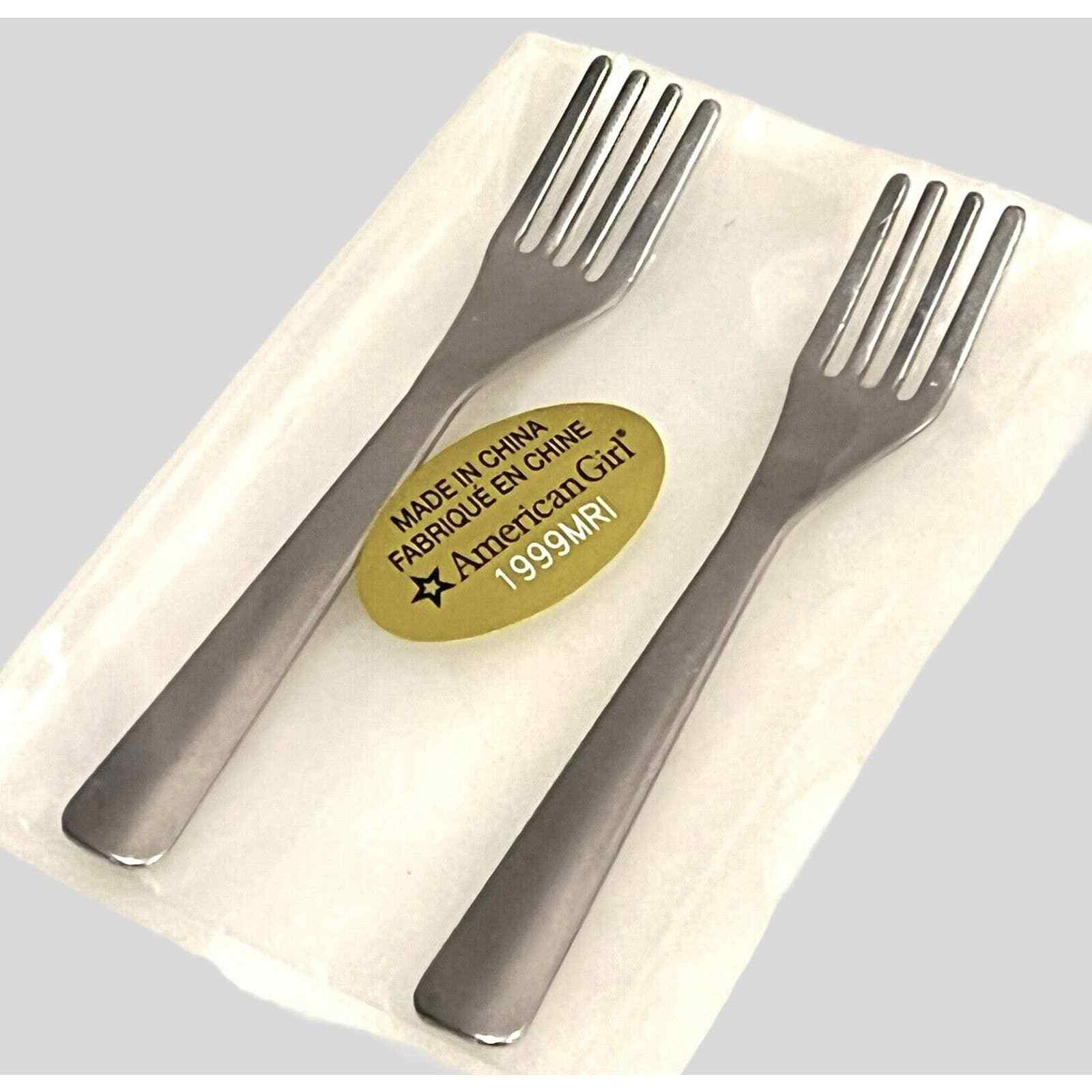 American Girl Set (2) Silver Metal FORKS Kitchen Restaurant Table Accessories!