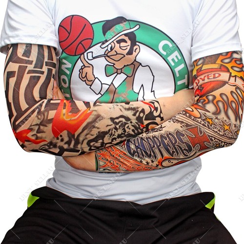 6X Tattoo Sleeves Mens Women Nylon Fake Temporary Tatoo Full Arm Sleeve Stocking - Picture 8 of 17