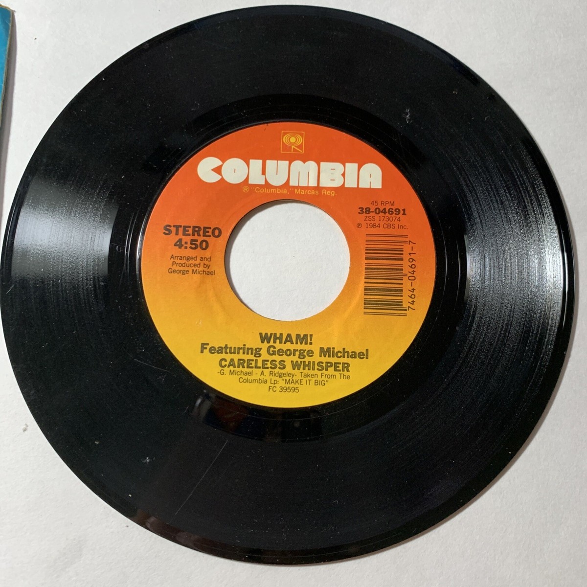USED 45 RPM RECORD: WHAM! Feat. George Michael CARELESS