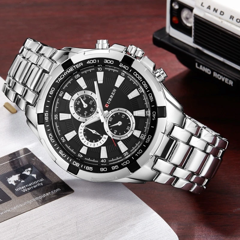 Men`s 30m Waterproof Stainless Steel 3 Decoration Dials Business Quartz Watches - Imagem 2 de 4