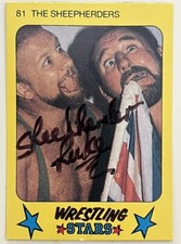 1986 MONTY GUM LUKE WILLIAMS SIGNED AUTOGRAPHED WRESTLING CARD SHEEPHERDERS WWE