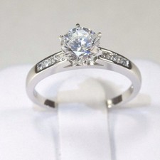 BRAND NEW Sterling Silver 1 Carat CZ Solitaire Engagement Ring Size 5 6 7 8