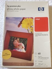 HP Premium Plus Glossy Photo Paper 60 Sheets Perforated Tabs 4x6 Pictures