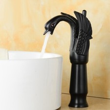 High Black Oil Rubbed Brass Swan Style Bathroom Basin Mixer Tap Faucet snf178