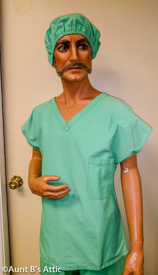 Pantalón Médico Doctor 3 Piezas Algodón Verde Bolsillo Top y Gorra Exfoliante Elástica M/L Foto 2 de 2