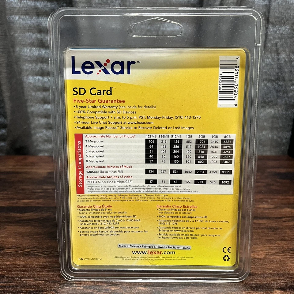 Lexar 512MB SD Card SD512-231 - Image 2 of 2