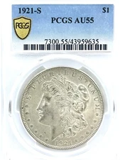 1921-S Morgan Dollar PCGS AU55 Certified 43959635