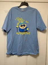 South Park Cartman Respect My Authority t shirt Vintage Rare Xl Blue