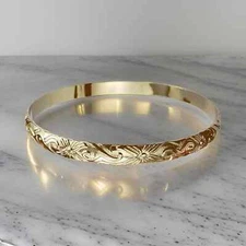 8mm Gold Hawaiian Heirloom Bangle Bracelet