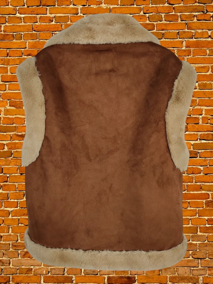 CHAQUETA CHALECO PAPAYA MARRÓN ABRIGO TALLA UK 14 MUJER SUAVE IMITACIÓN PIEL GAMUZA INFORMAL CREMALLERA Foto 3 de 4