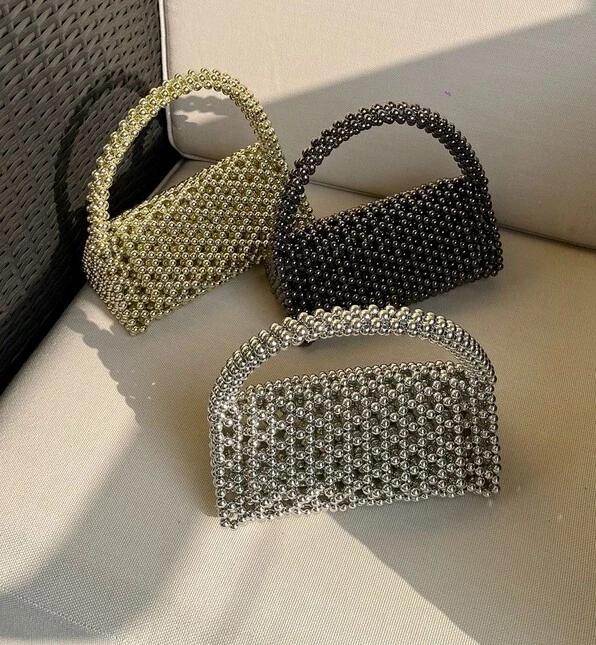 Bolso de mano para axilas de un solo hombro tejido hueco abatible de moda para mujeres Nuevo Foto 4 de 4