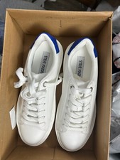 Steve Madden Carley White Platform Sneaker With Royal Blue Accent Women  s Sz 6M