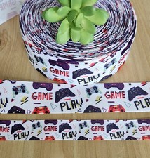 7/8 1.5" 1 YD Video Game Grosgrain Ribbon Gamer Controller Lanyard