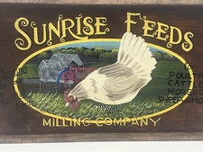 Sunrise Feeds Milling Company Vintage Sign For PoultryCattleHorsesSheep And Hogs