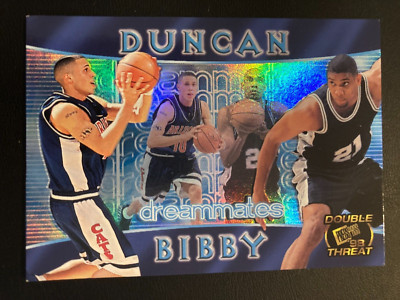 1998 Press Pass Double Threat Promo Dreammates Rookie 1 Tim Duncan / Mike Bibby