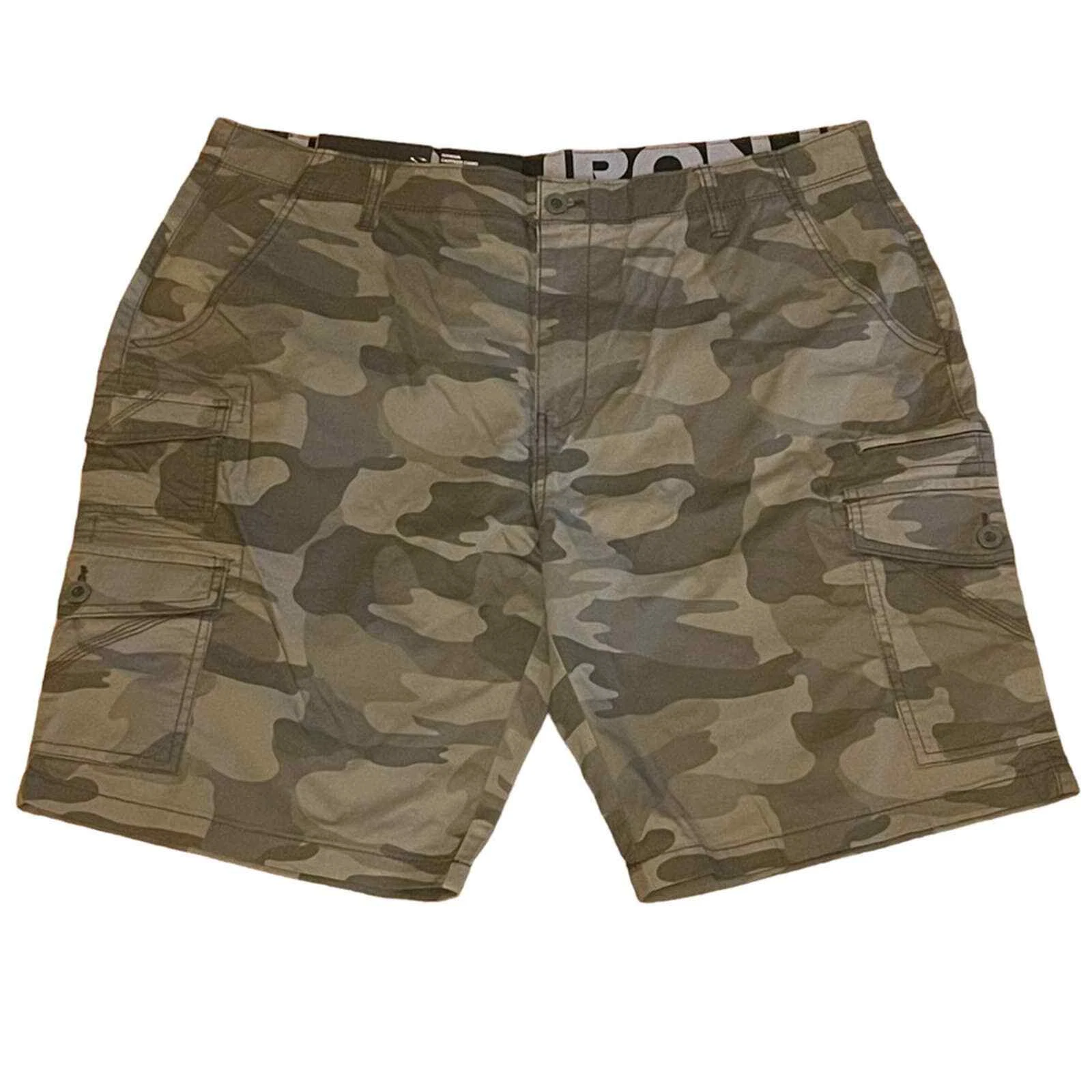 NWT Iron Co. Men’s Canteen Camo Green Twill Cargo Shorts With 8 Pockets Size 40