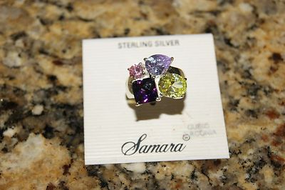 New Womens Beautiful Samara Cubic Zirconia Sterling Silver Spring  Ring Sz 7 $80