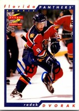 Radek Dvorak autographed hockey card (Florida Panthers, FT) 1996 Score #247
